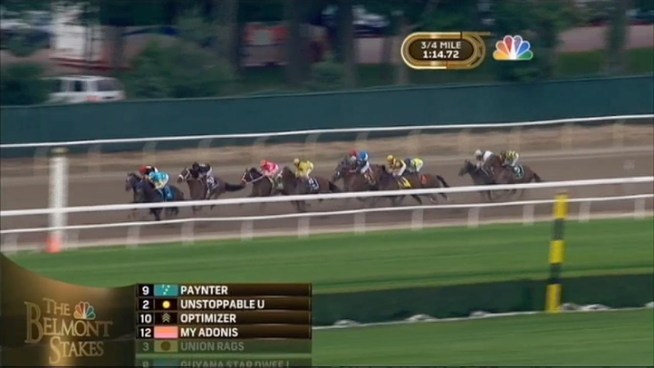 Union Rags nipped Paynter at the wire in a photo finish Saturday to win the Belmont Stake, beating a field without Triple Crown hopeful I'll Have Another, who was retired with an injury the day before.