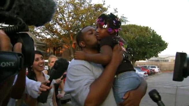 A 4-year-old allegedly kidnapped by her mother's former boyfriend was welcomed home by her father after police found the girl safe in south Fort Worth.