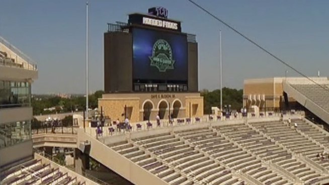 Fans, faculty and students at Texas Christian University got their first look at the new Amon Carter Stadium. Construction started after the 2010 season and ended just days before the 2012 season.