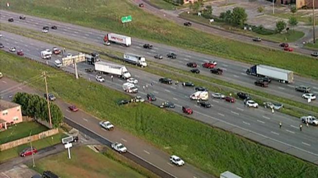 Dozens of vehicles were involved in a chain-reaction crash along westbound Interstate 20 in Arlington.