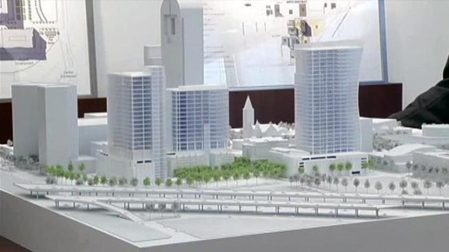 An area of mostly vacant land on the eastern edge of downtown will be transformed into an neighborhood with shops, restaurants, offices and housing.