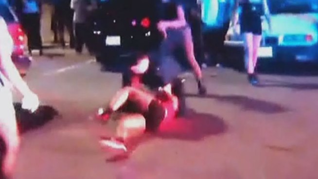 The 15-year-old girl thrown to the ground by an Arlington police officer -- an incident that was caught on cell phone video -- appeared in court on a fighting in public charge she received that night.