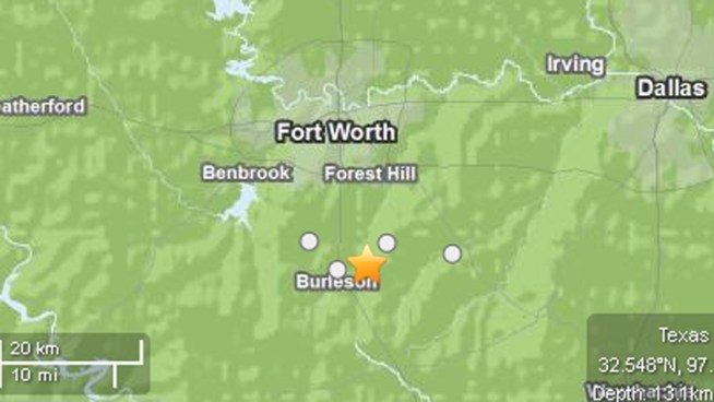 The 2.6-magnitude earthquake's epicenter was about two miles east of Burleson, according to the U.S. Geological Survey's website.