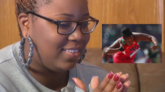 Michelle Carter made her debut at the London Olympic Games, and her sister D'Andra, cheered her on from her hometown of Red Oak.