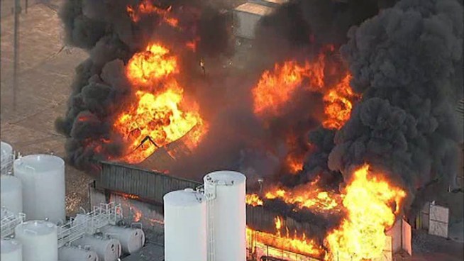 A massive chemical fire at a Garland chemical and plastics distribution facility burned out after more than three hours.
