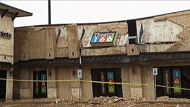 A Carrollton church and community theater will be demolished on Monday after a lightning strike left a huge hole in the roof.