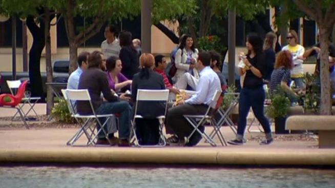 For a few hours, Dallas City Hall Plaza became a place to eat, play games and hear music.