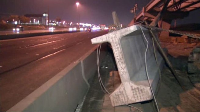 Crane Collapses, Beam Narrowly Misses Highway