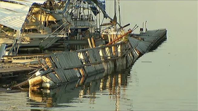 A boat dock broke loose at Lake Country Marina on Eagle Mountain Lake Sunday night.