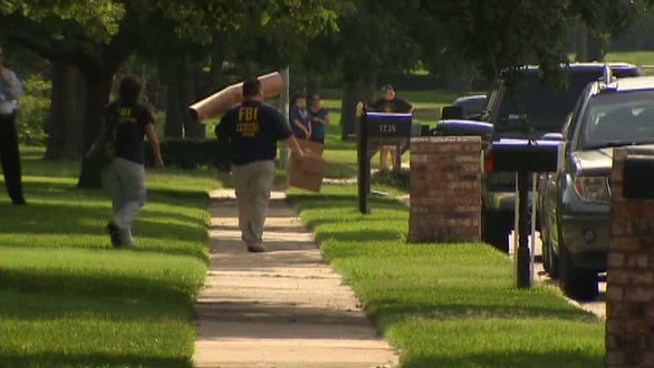 The FBI again searched the home of a man injured in an explosion near a gas line.