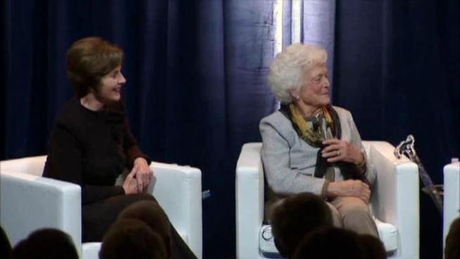 Former first ladies Laura Bush and Barbara Bush spoke at a conference on first ladies at SMU.