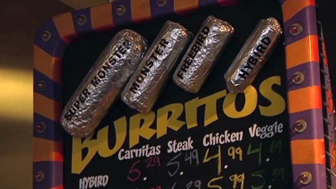 Freebirds' monster-sized burrito is made to order and big enough to feed four.