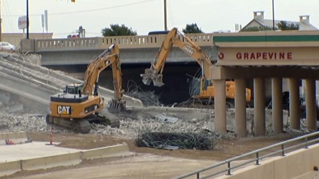 Crews begun demolishing the old Northwest Highway/Gateway Drive bridge in Southlake.  Highway 114 in both directions is closed until 6:00 a.m. Monday.