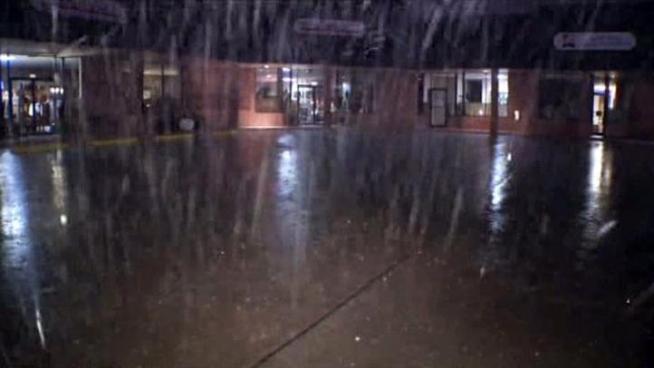 Hail falls in Roanoke on Thursday night.