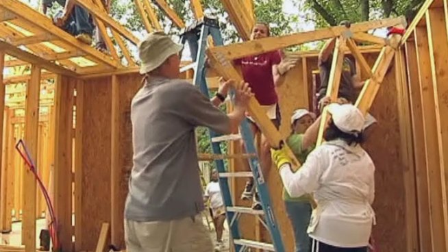Nancy Avalos will soon have a new home tanks to volunteers from Back on My Feet, a homeless shelter that works with Habitat for Humanity to give back.