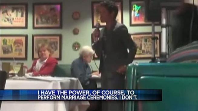 A Dallas County judge says she does not officiate marriage ceremonies because gay couples in Texas are not allowed to wed.