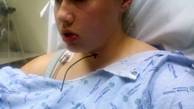 A lawnmower sent a piece of wire from a garden fence almost 3 inches into a 13-year-old Stephenville girl's neck.