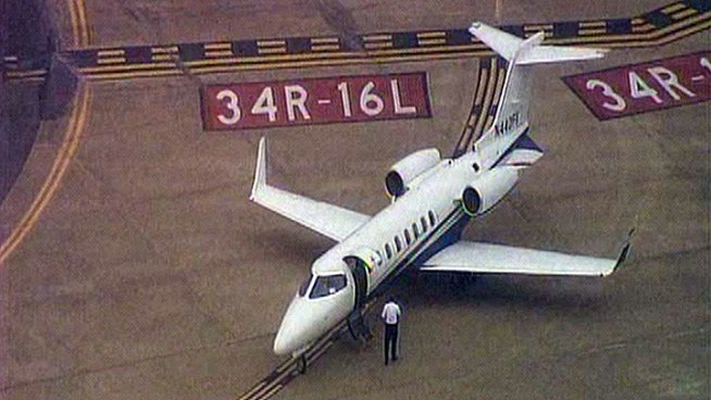 A Learjet with nose gear problems made a safe landing at Alliance Airport.
