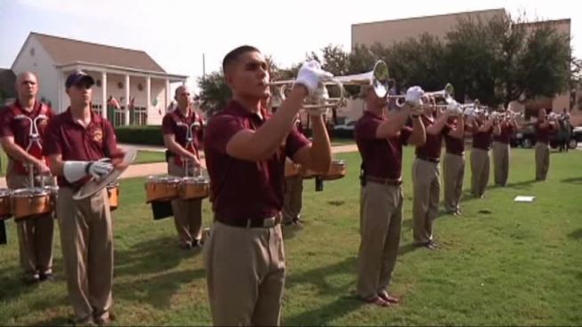The United States Marine Drum and Bugle Corp band preps for their 50th appearance at the State Fair of Texas.