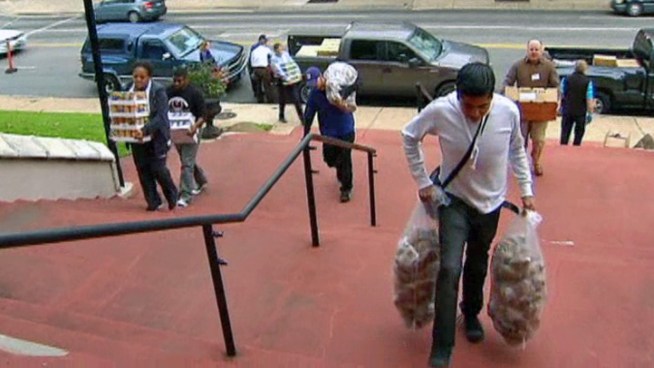 An emotional giveaway for members of a Dallas church helping to provide thanksgiving dinner to dozens of families.