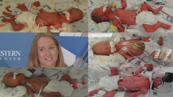 The University of Texas Southwestern Medical Center said Monday that the three boys and two girls born to Carrie and Gavin Jones at 27 weeks are in stable condition.