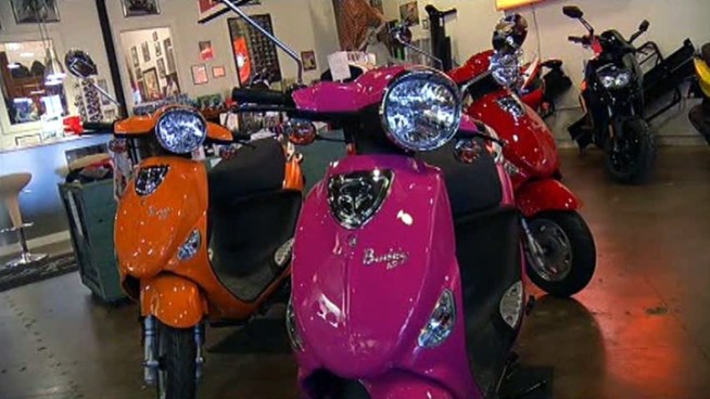 The owner of a Dallas scooter shop says sales are on the rise because of higher gas prices.