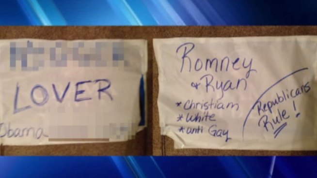 Vandals deface a political sign in McKinney using racial slurs and other derogatory remarks