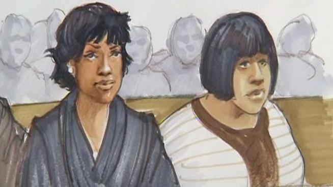 In this courtroom sketch, Jennifer Hudson (left) is seen sitting next to her sister, Julia, in a Chicago courtroom as testimony continues against the man accused of killing their three family members. Charlie Wojciechowski reports.