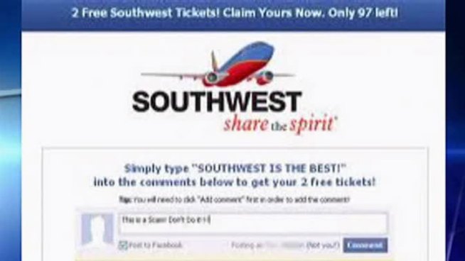 For the second time this month, Southwest Airlines is warning people about a scheme claiming to offer two free tickets.