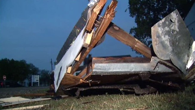 A suspected tornado tore the roof from a mobile home in Avalon and damaged six to eight other homes.