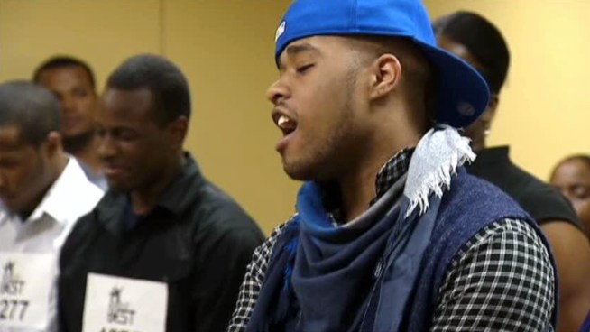 Gospel singer hopefuls lined up at the Potter's House in <a title=