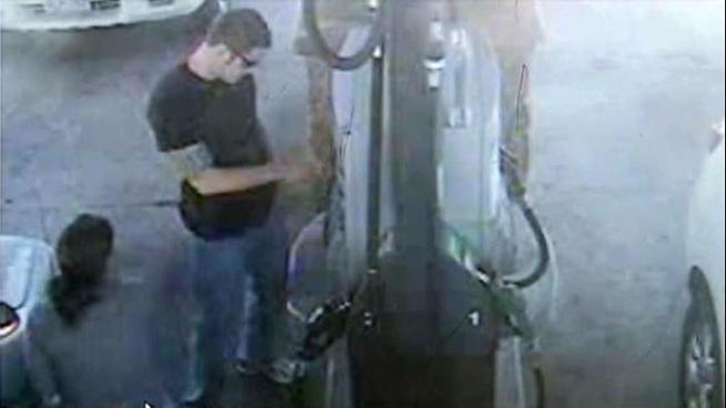 Surveillance video shows a man buying gas for at least two dozen people with a stolen credit card.