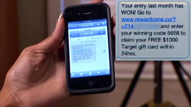 Bogus text messages that say the recipient has won prizes such as a $1,000 Target gift card are actually designed to trick people into disclosing personal information.