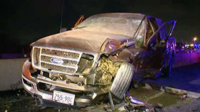 Police are searching for a wrong-way hit-and-run driver who put six people in the hospital early Monday morning.