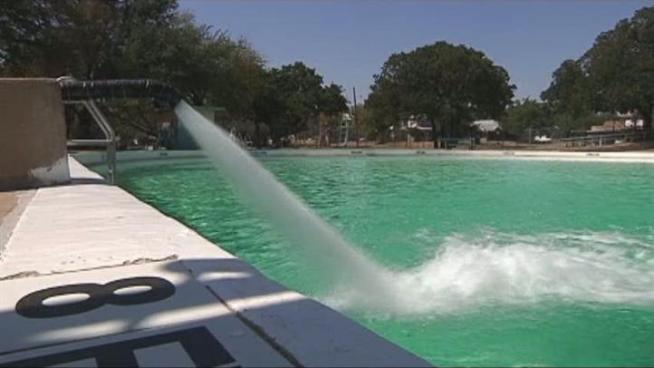 The city of Fort Worth is readying one of its closed pools for the 2012 summer, by filling it to test for leaks.