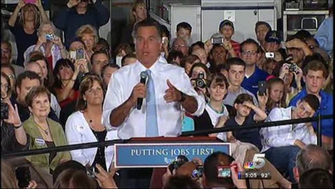 Former Massachusetts Gov. Mitt Romney began a two-day trip to Texas with a stop at a Fort Worth business on Tuesday.