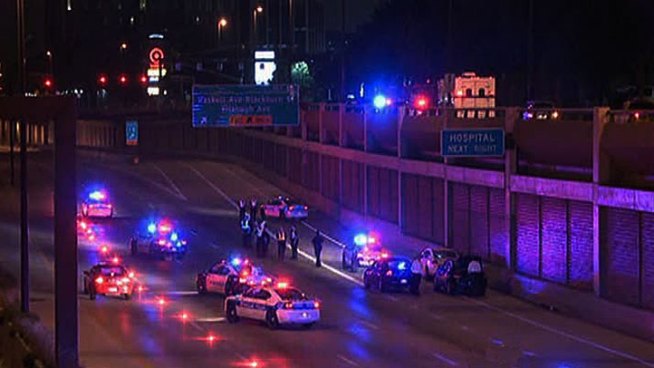 Dallas police are investigating the death of a man who ran from officers overnight Wednesday and jumped to his death onto U.S. Highway 75 Central Expressway.