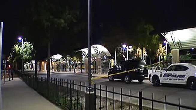 A passenger on a Dallas Area Rapid Transit train was injured Wednesday night in a stabbing in Dallas. Authorities are searching for the attacker.