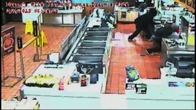 Police say they caught a pair of alleged serial robbers in the act as they attempted to rob a Braums in Fort Worth.