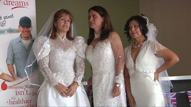 A group of North Texas women pledged to lose enough weight several months ago in time to wear their wedding dresses by the time of the Royal Wedding.