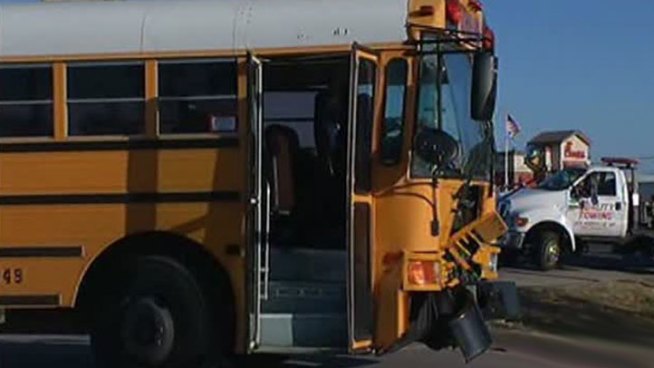 Three people, including two children, were injured Thursday morning when a school bus rear-ended a pickup truck causing a chain-reaction crash, police say.