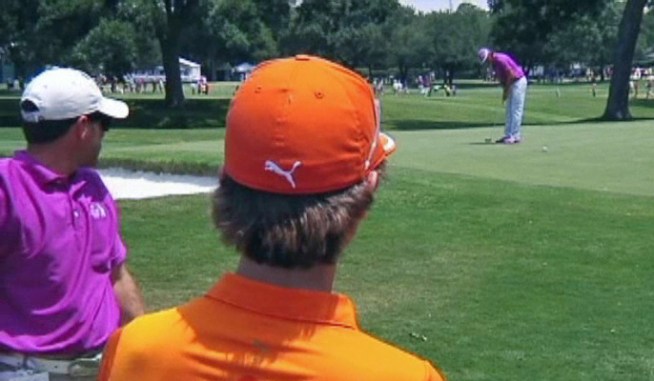 Rickie Fowler's brightly colored outfits are a hit at Fort Worth's Colonial Golf Tournament this year.