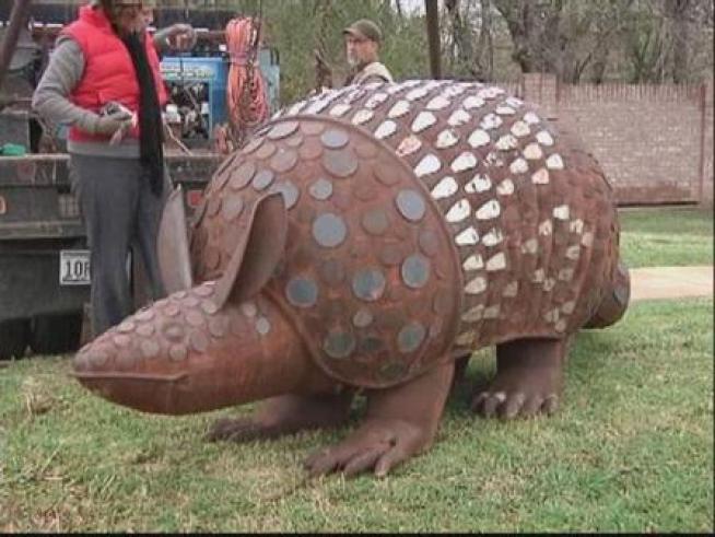 Everything's bigger in Texas, including one armadillo in particular. A massive metal sculpture featuring one of the state's favorite mammal.