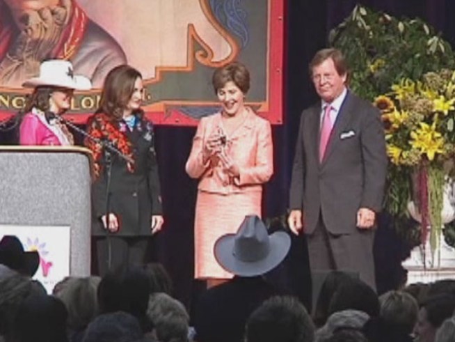 Former First Lady Laura Bush received a public service award from the Cowgirl museum.