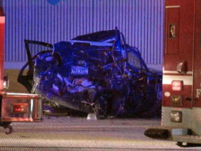 Two people are killed after a SUV rear-ends a small car stopped on the shoulder of LBJ Freeway just east of Highway 75 at the High Five, Dallas police say.