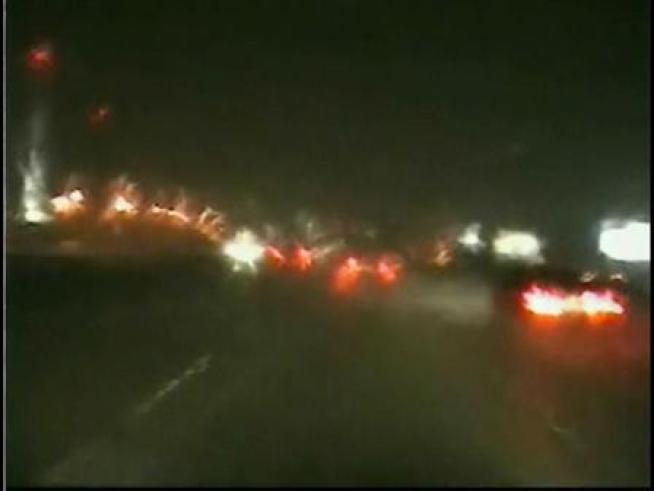 video from StormTracker H3 shows heavy rain along I-30 in North Arlington