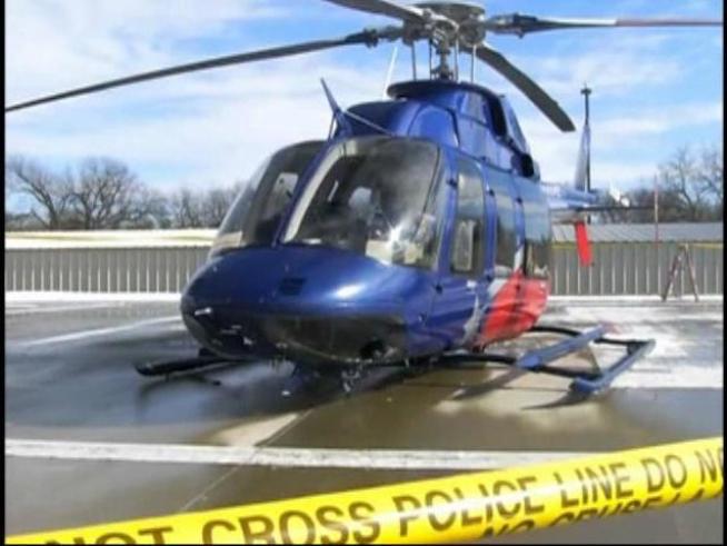 A helicopter ambulance crash landed outside <a title=