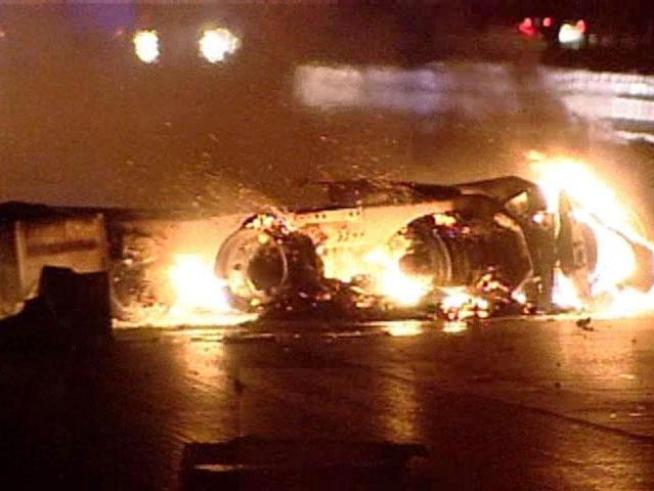 A fuel tanker truck crashed and caught fire in Mesquite Monday, igniting an early-morning blaze that shut down Interstate 30 in both directions.