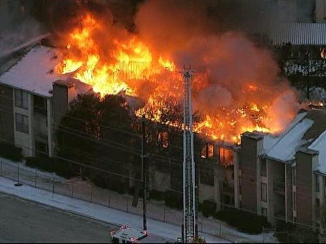 A fire burned through a <a title=