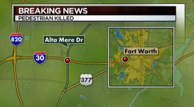 A woman walking along Spur 341/Lockheed Boulevard in Fort Worth was struck and killed by a car Wednesday morning.